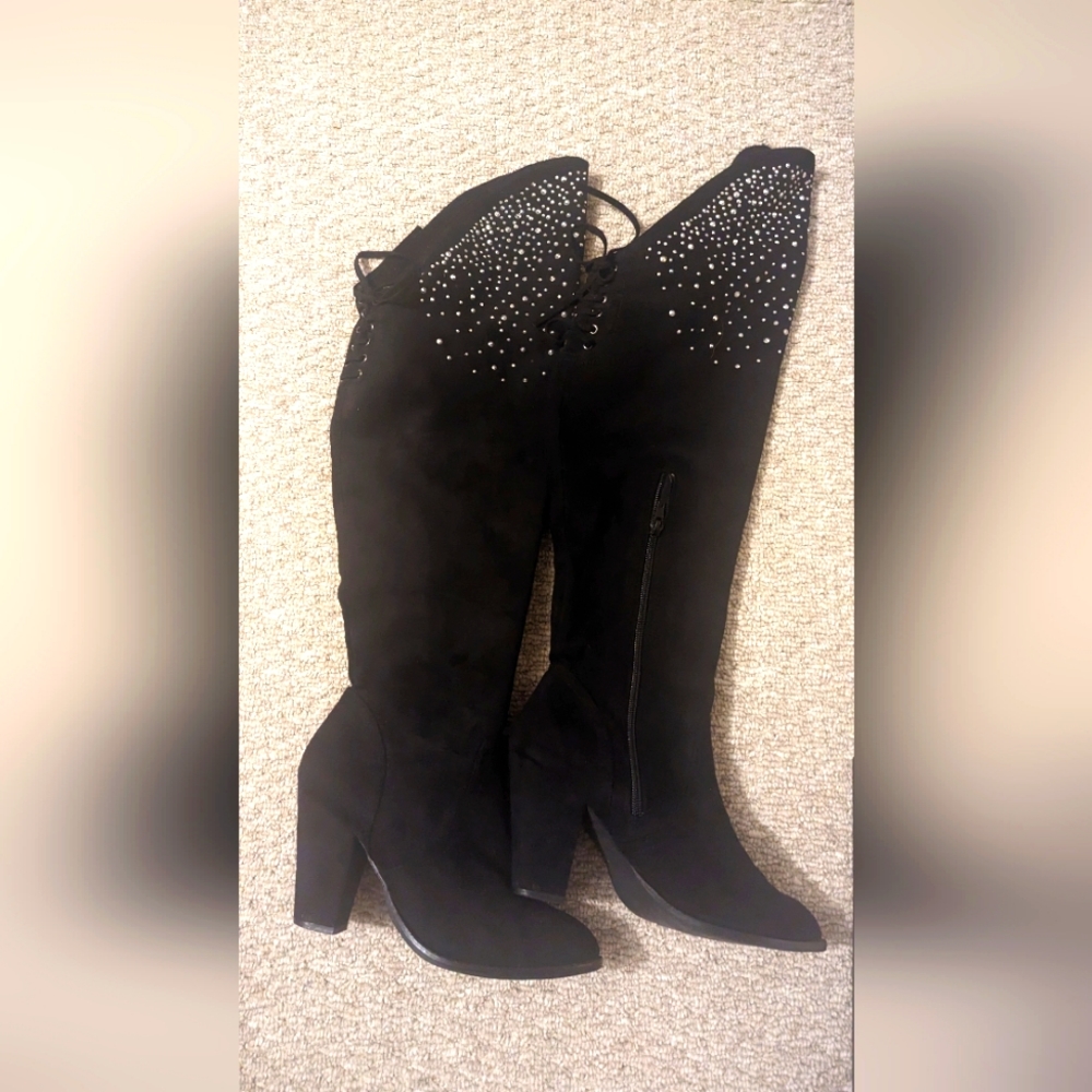 Naughty Monkey over the Knee  boots size 8.5 with crystals. Very nice!